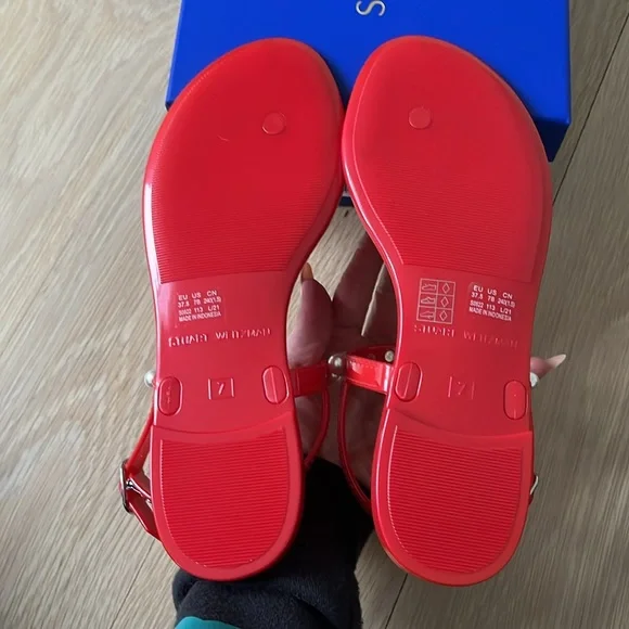 Stuart Weitzman, Goldie jelly sandal size 7, Coral NIB - Picture 5 of 10